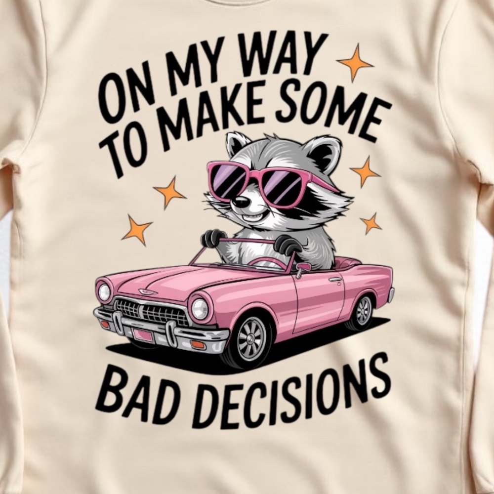 Funny Racoon T-shirt  S M L XL Sand  Long sleeve Custom made Funny Sassy New